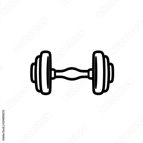 Compact Dumbbell Icon with Rounded Edges for Fitness Design