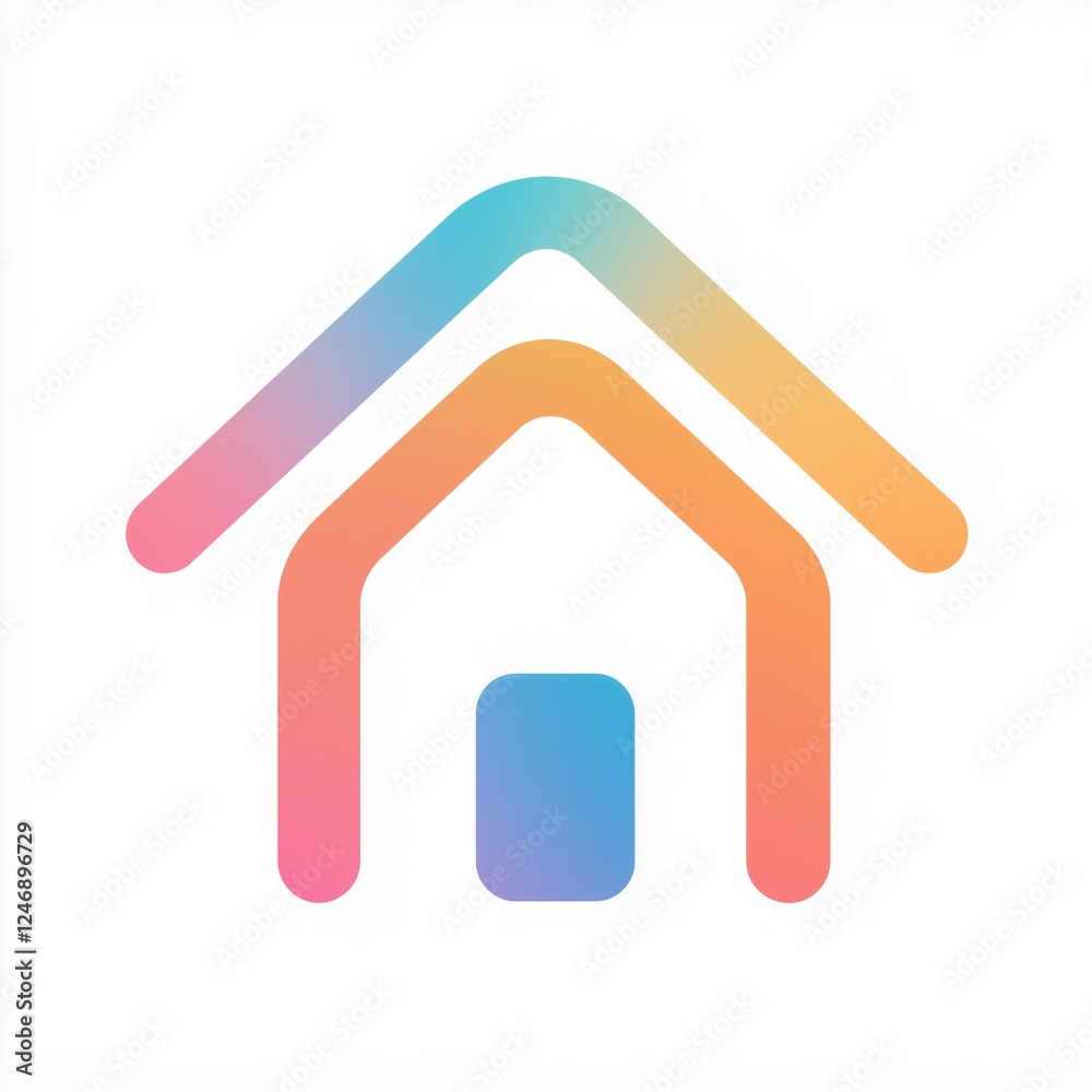 Modern Minimalist House Icon Design with Geometric Shapes Modern Minimalist House Icon Design with Geometric Shapes
