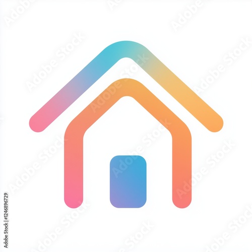 Modern Minimalist House Icon Design with Geometric Shapes