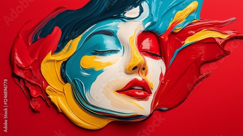 Surreal Artistry: A Melting Face Composed of Swirling Paint Strokes