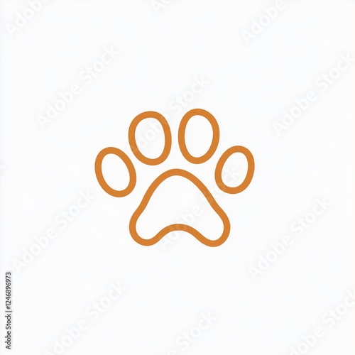Simple Outline Paw Print Icon - Minimalistic Pet Symbolism