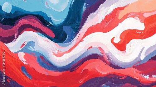 Abstract Flow of Red and Purple Colors in a Dynamic Swirl