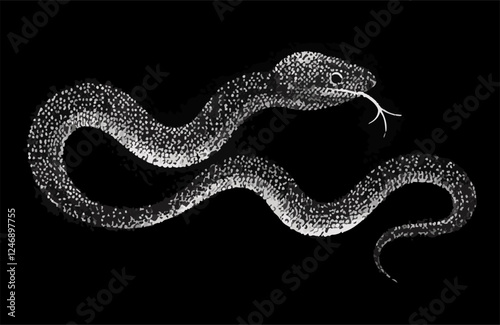 abstract illustration pointilize snake silhouette