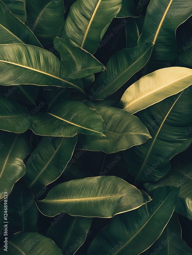 Obraz premium Lush Green Tropical Leaves Creating an Exotic Natural Pattern for Nature Inspired Design : Generative AI