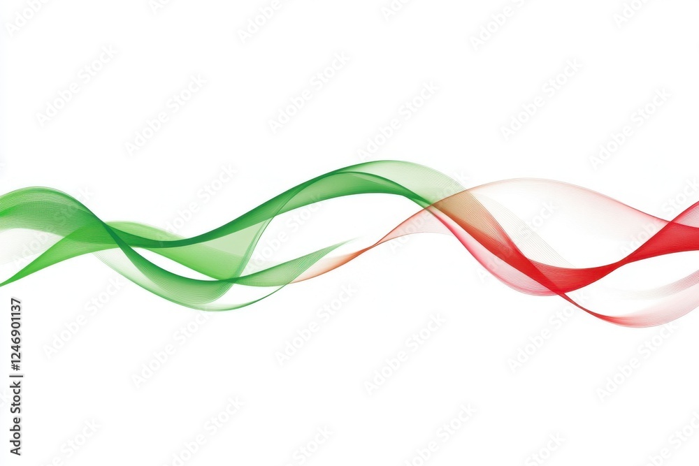 Colorful Abstract Waves in Green and Red on White Background for Art Design Colorful Abstract Waves in Green and Red on White Background for Art Design