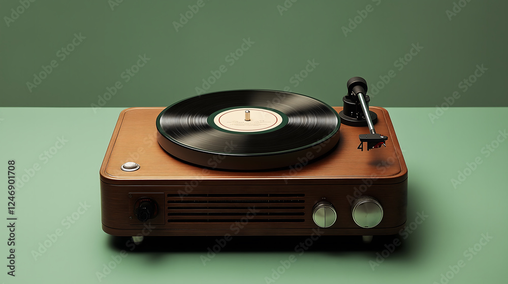 Spinning vinyl record on turntable home studio lifestyle vintage Spinning vinyl record on turntable home studio lifestyle vintage