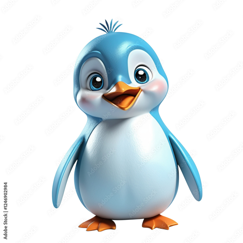 Fototapeta premium 3d penguin Blue colored characters