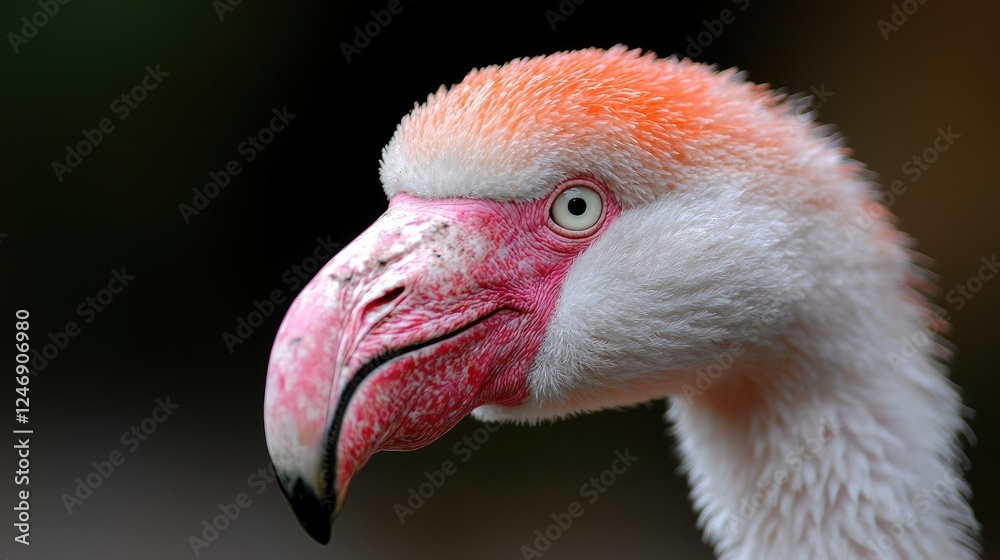 Obraz premium Chilean flamingo portrait, zoo background, wildlife photography, nature stock