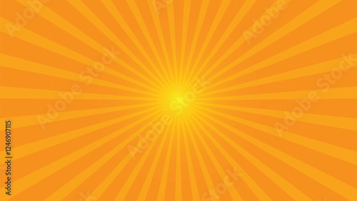 Sunburst retro sun rays orange background. Abstract star burst summer background. Vector illustration