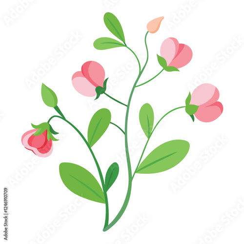 Creative Different summer flowers and gardening design on a white background