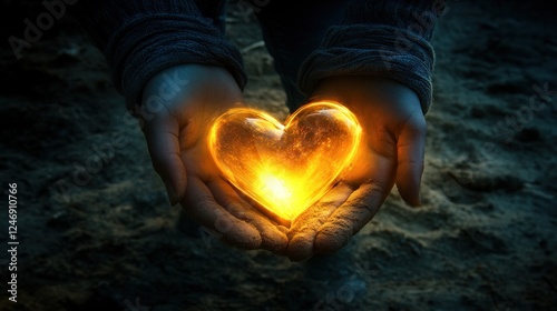 Glowing Heart in Hands: A Symbol of Love and Hope