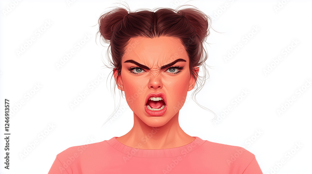 shouting girl with a furious expression shouting girl with a furious expression