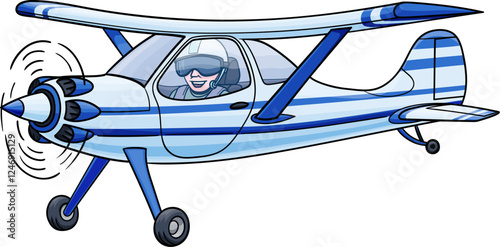 A light plane with a pilot is flying in the sky.