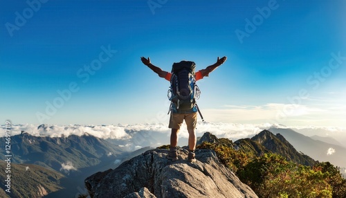 Wallpaper Mural Embracing summer adventure atop a stunning mountain peak Torontodigital.ca