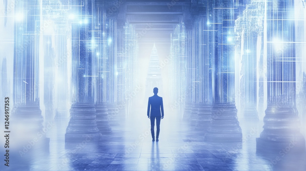 Person standing in a surreal, ethereal space. Person standing in a surreal, ethereal space.