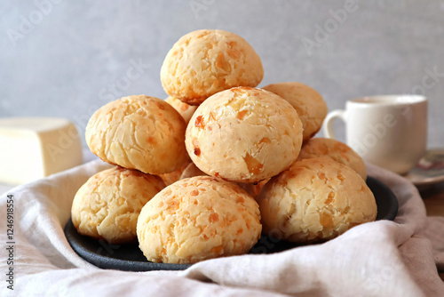 Delicious Brazilian snack cheese bread Pao de Queijo 
 photo