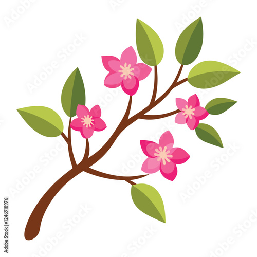 Pink cherry and lilac blossoms adorn a spring branch, blooming with natural beauty