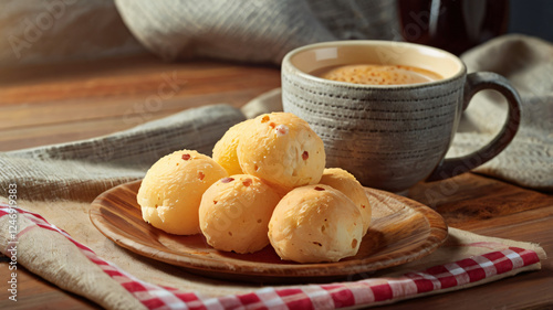 Delicious Brazilian snack cheese bread Pao de Queijo 
