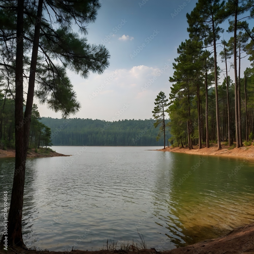 Naklejka premium reflection of trees in water