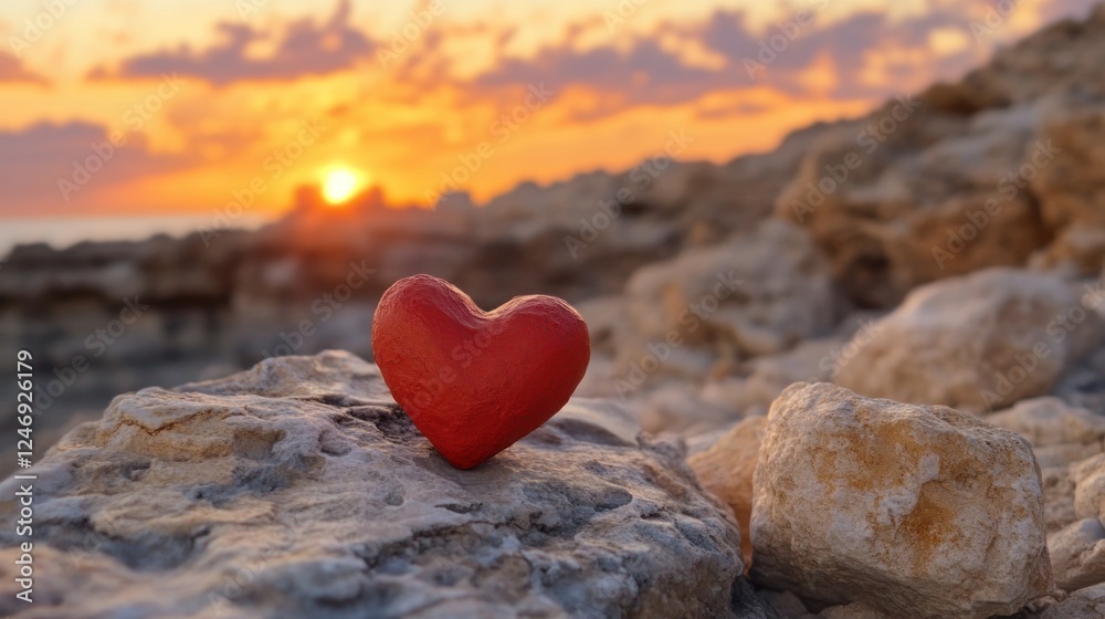Fototapeta premium Sunset Heart: A symbol of love and hope amidst nature's beauty.