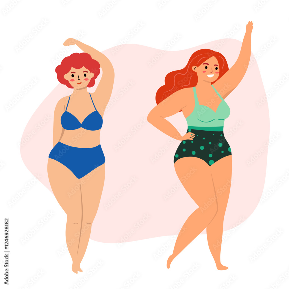 Beautiful women bikini posing. Body positive and love your body Beautiful women bikini posing. Body positive and love your body