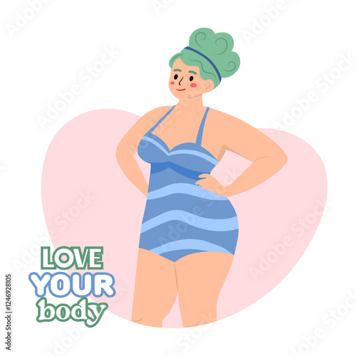 Beautiful woman bikini posing. Body positive and love your body