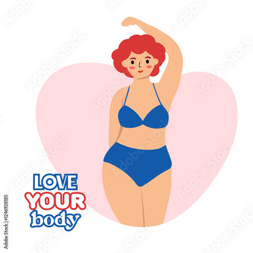 Beautiful woman bikini posing. Body positive and love your body