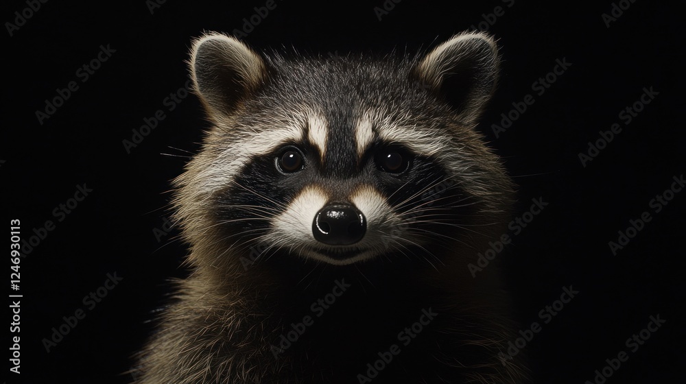 A Majestic Raccoon Portrait: A Nighttime Encounter in the Wild A Majestic Raccoon Portrait: A Nighttime Encounter in the Wild