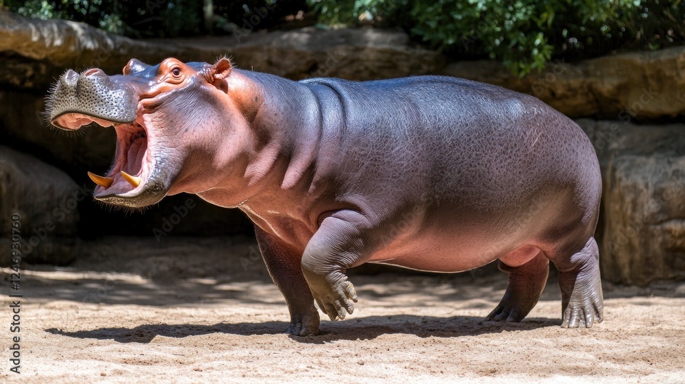 A Mighty Hippopotamus Roaring in the Sun A Mighty Hippopotamus Roaring in the Sun