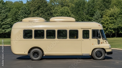 Beige Custom-Built Minibus in a Parked Position
