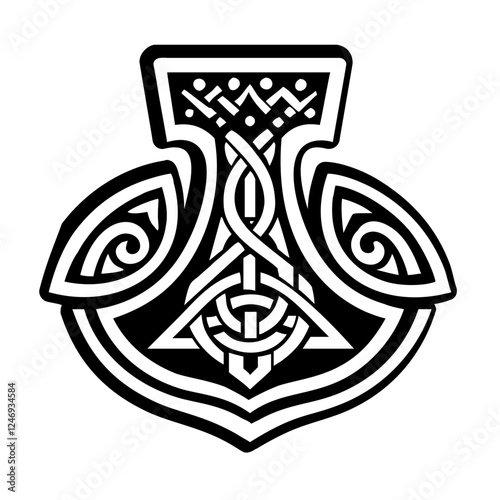 A solid style icon of thor hammer symbol