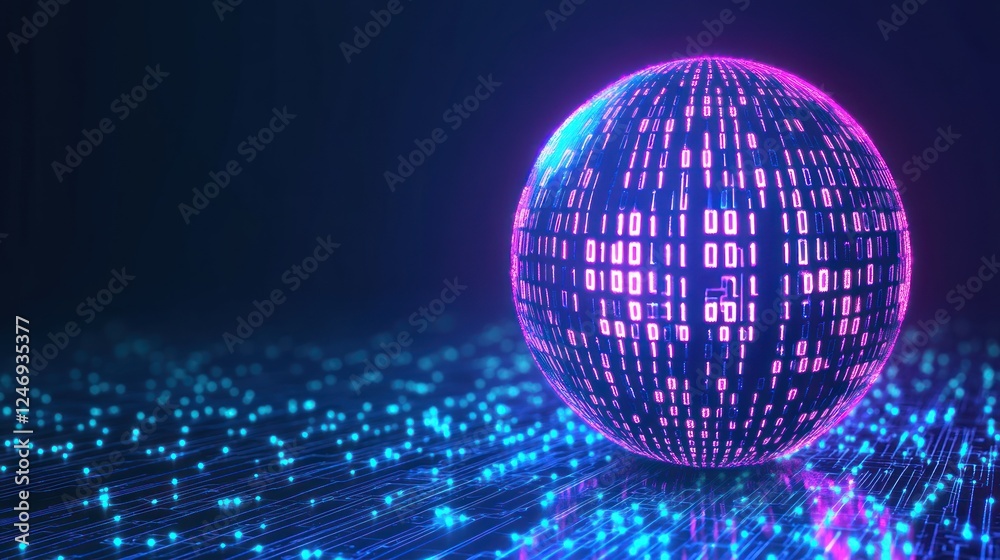Obraz premium Binary Globe: A Digital Sphere of Data and Information