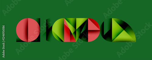 Abstract geometric background with layered gradient shapes forming dynamic patterns. Overlapping semi circles and triangles create depth and contrast