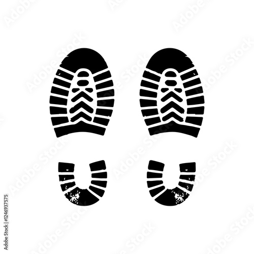 Men shoes footprint icon silhouette vector flat illustration design on white background.