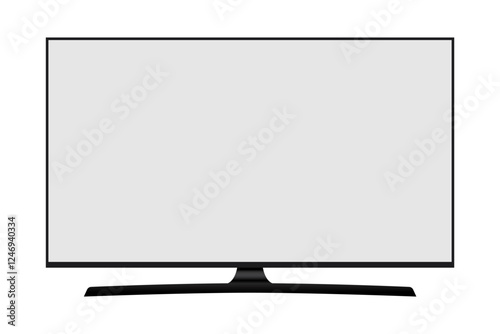 4K TV flat screen realistic illustration, White blank monitor mockup. wide flatscreen monitor