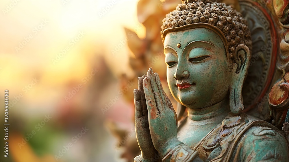 Buddha statue in meditative posture with serene backdrop spiritual and cultural image : Generative AI Buddha statue in meditative posture with serene backdrop spiritual and cultural image : Generative AI