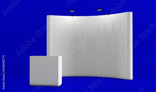 Blank spider wall stand for advertisement. Blank fair stand. 3x3 trade show. Pop up stand design.
