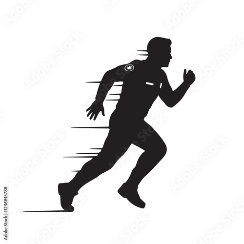 Silhouette vector illustration of a paramedic rushing on a white background