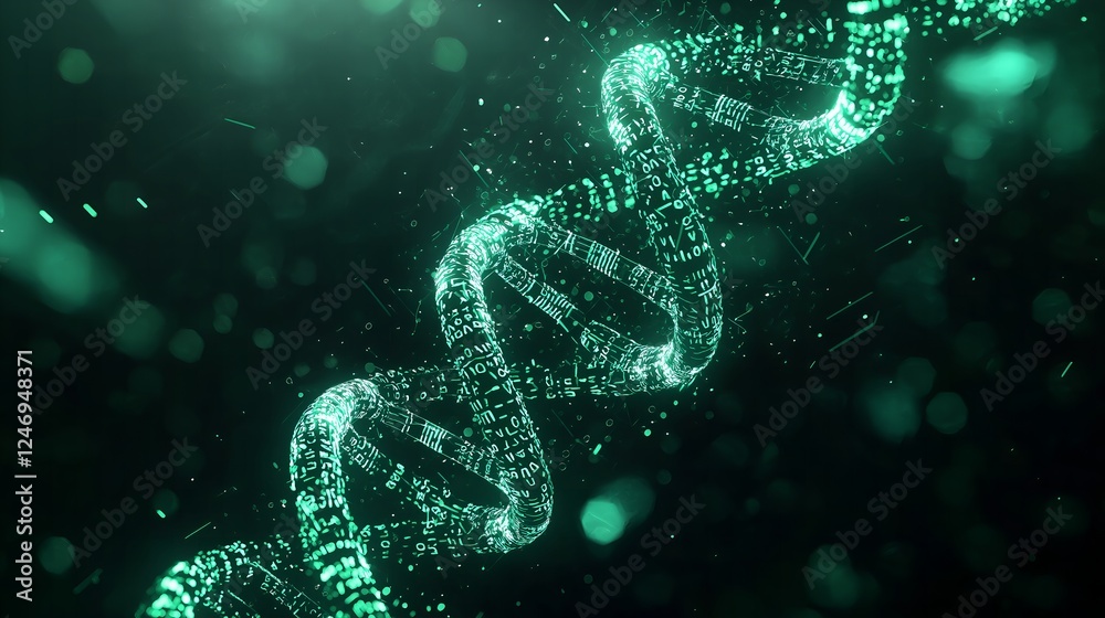 Futuristic Visualization of Computer Code Morphing into a DNA Double Helix - Fusion of Technology and Genetics - Generative AI Futuristic Visualization of Computer Code Morphing into a DNA Double Helix - Fusion of Technology and Genetics - Generative AI