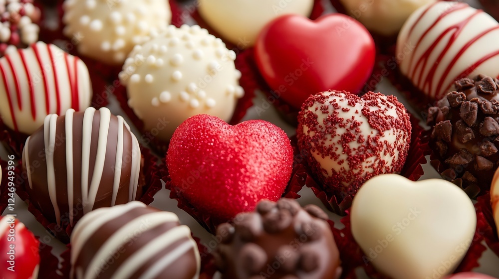 Exquisite Variety of Red and White Heart-Shaped Chocolate Truffles Perfect for Special Occasions : Generative AI Exquisite Variety of Red and White Heart-Shaped Chocolate Truffles Perfect for Special Occasions : Generative AI