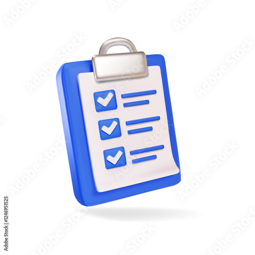 3d clipboard task management todo check list, work project plan concept, approved checklist, exam icon, questionnaire form 3d vector clipboard