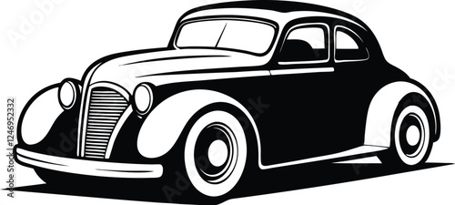  hotrod classic car vector graphic, american vintage hot rods car silhouette vector illustration  