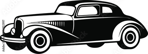  hotrod classic car vector graphic, american vintage hot rods car silhouette vector illustration  