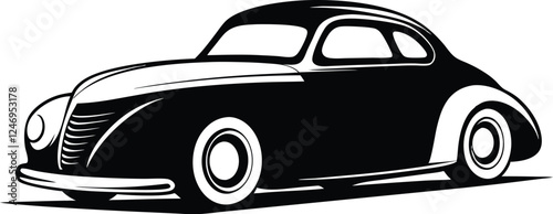  hotrod classic car vector graphic, american vintage hot rods car silhouette vector illustration  