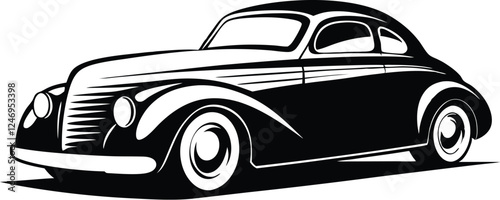  hotrod classic car vector graphic, american vintage hot rods car silhouette vector illustration  