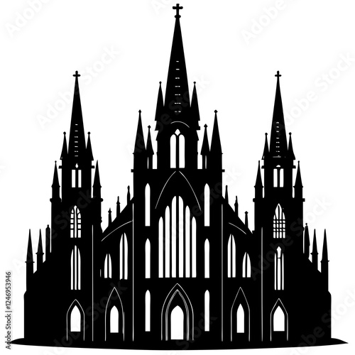 A gothic cathedral silhouette vector illustration 