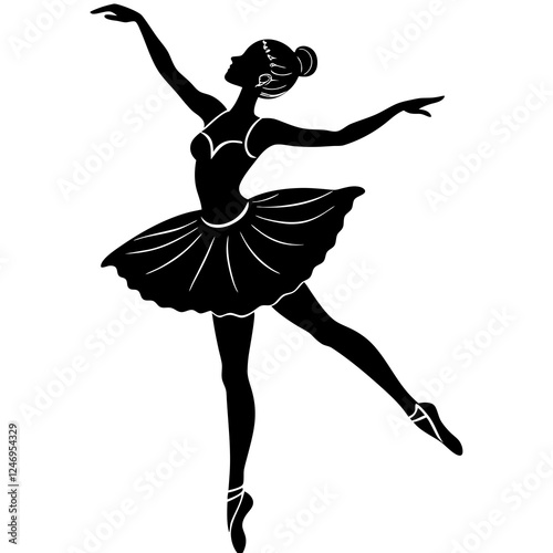 A ballerina in a pose  silhouette vector illustration 