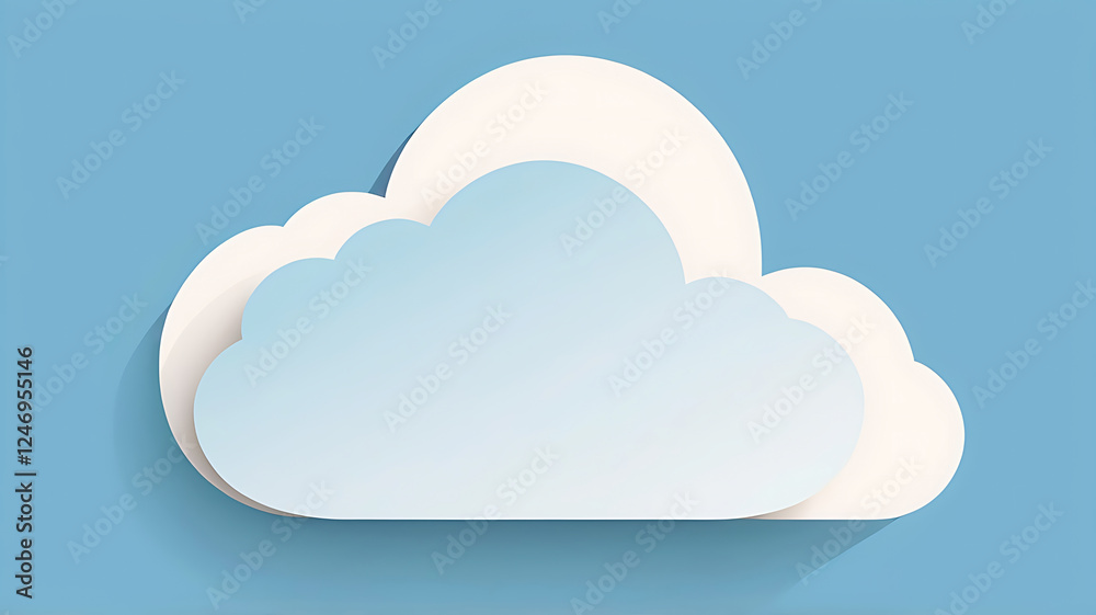 White cloud storage system, background with copy space, cloud storage technologies illustration White cloud storage system, background with copy space, cloud storage technologies illustration