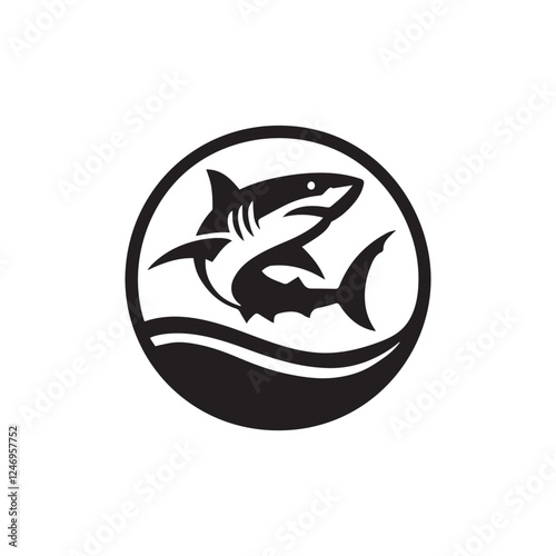 Shark silhoutee vector on white background 