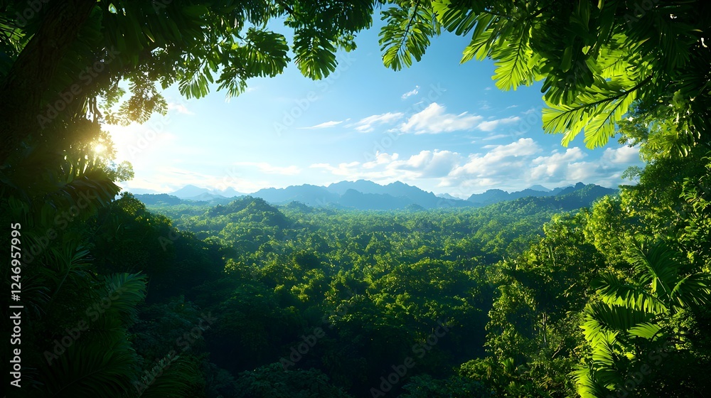Lush Green Forest Landscape with Sunlight Lush Green Forest Landscape with Sunlight